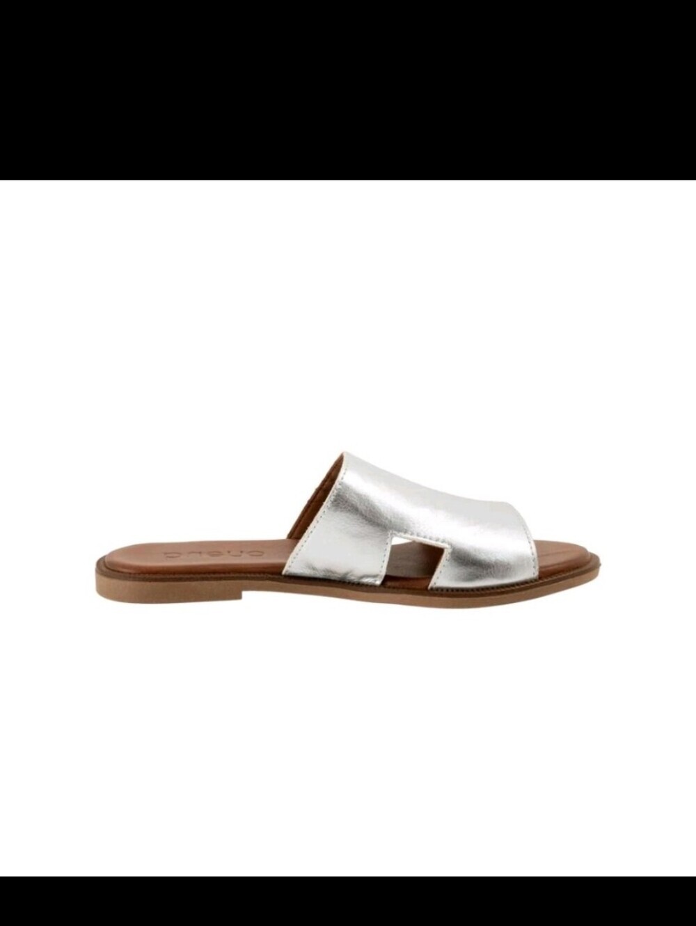 Bueno Hendrix Women's Leather Slide Sandals Dark Silver
